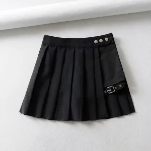 Two-Piece Irregular A-Line Plaid Pleated Skirt
