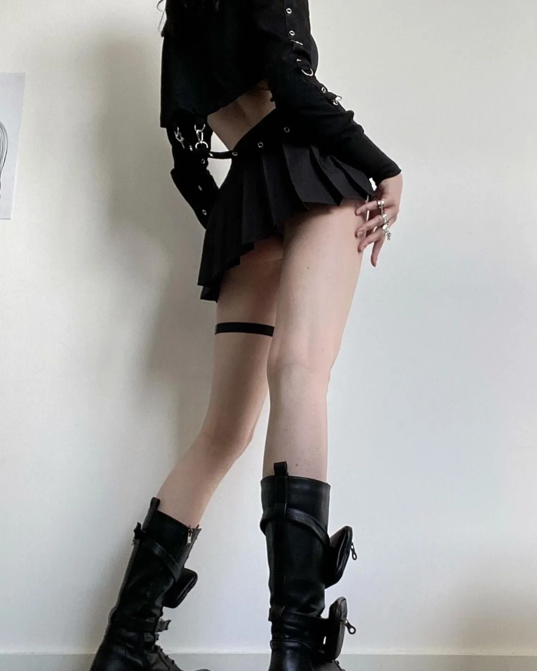 Two-Piece Irregular A-Line Plaid Pleated Skirt