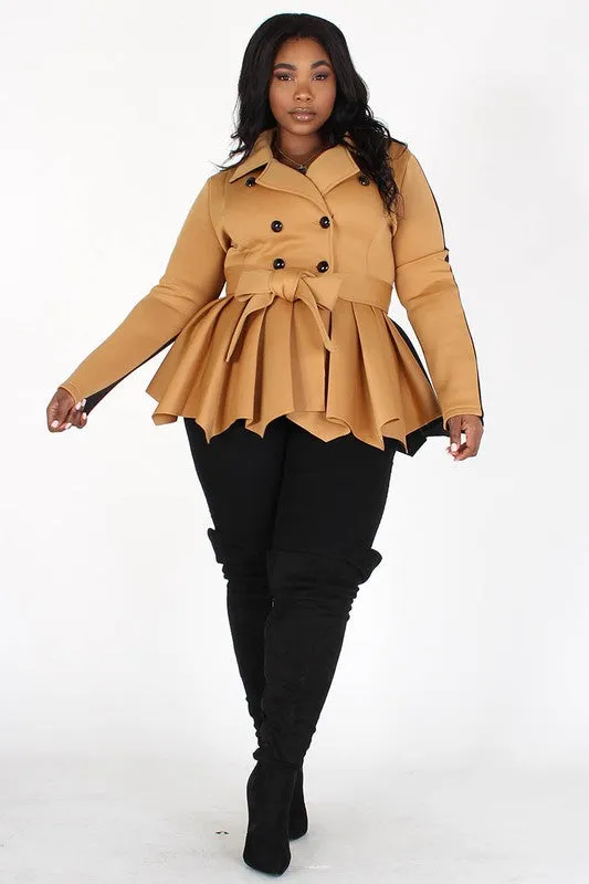 TWO-TONE PEPLUM JACKET (Plus Size)