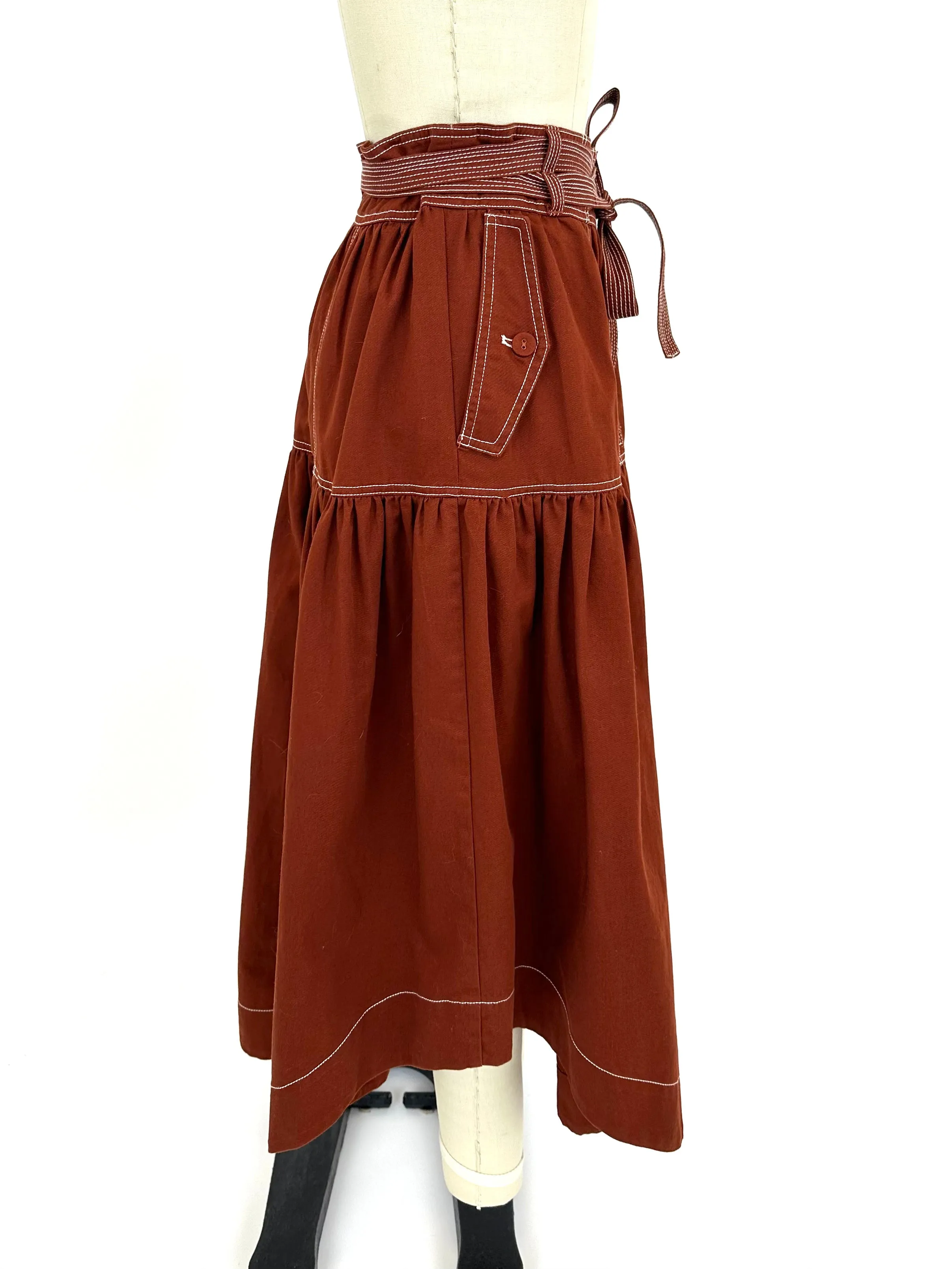 Ulla Johnson Rust Pleated Skirt