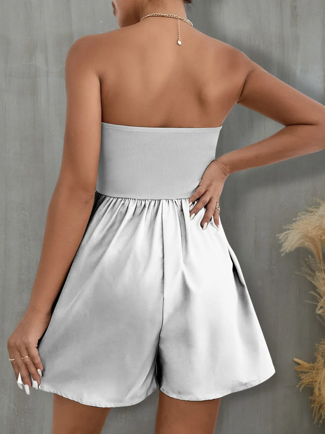 Valerie Pocketed Tube Wide Leg Romper