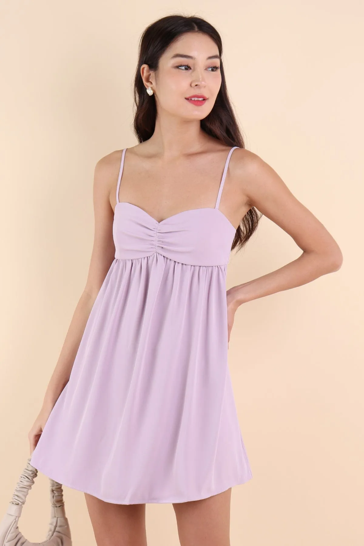 VIVA SWEETHEART ROMPER DRESS IN LILAC
