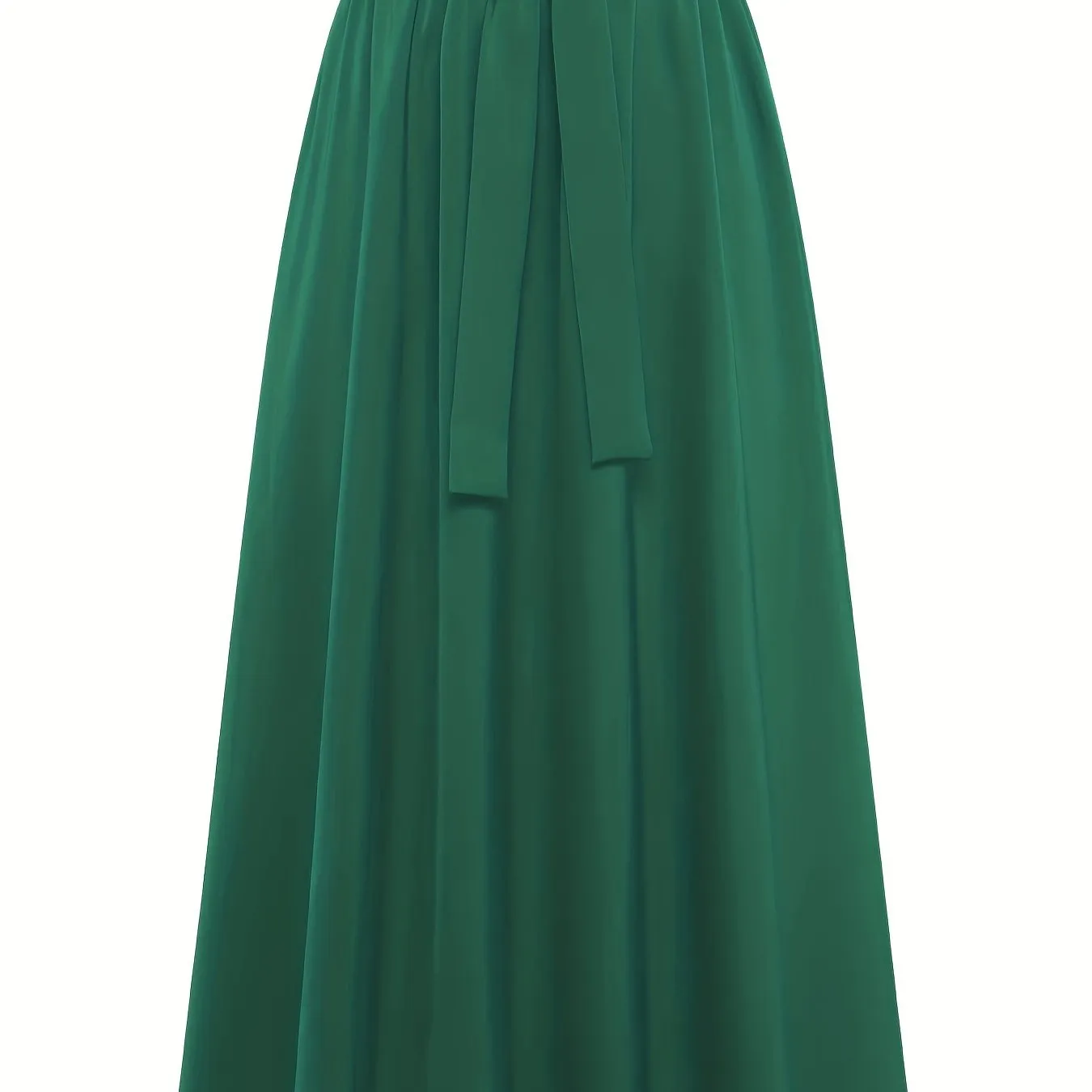 vlovelaw  Solid Belted Maxi Skirts, Elegant Pleated Versatile Skirts, Women's Clothing