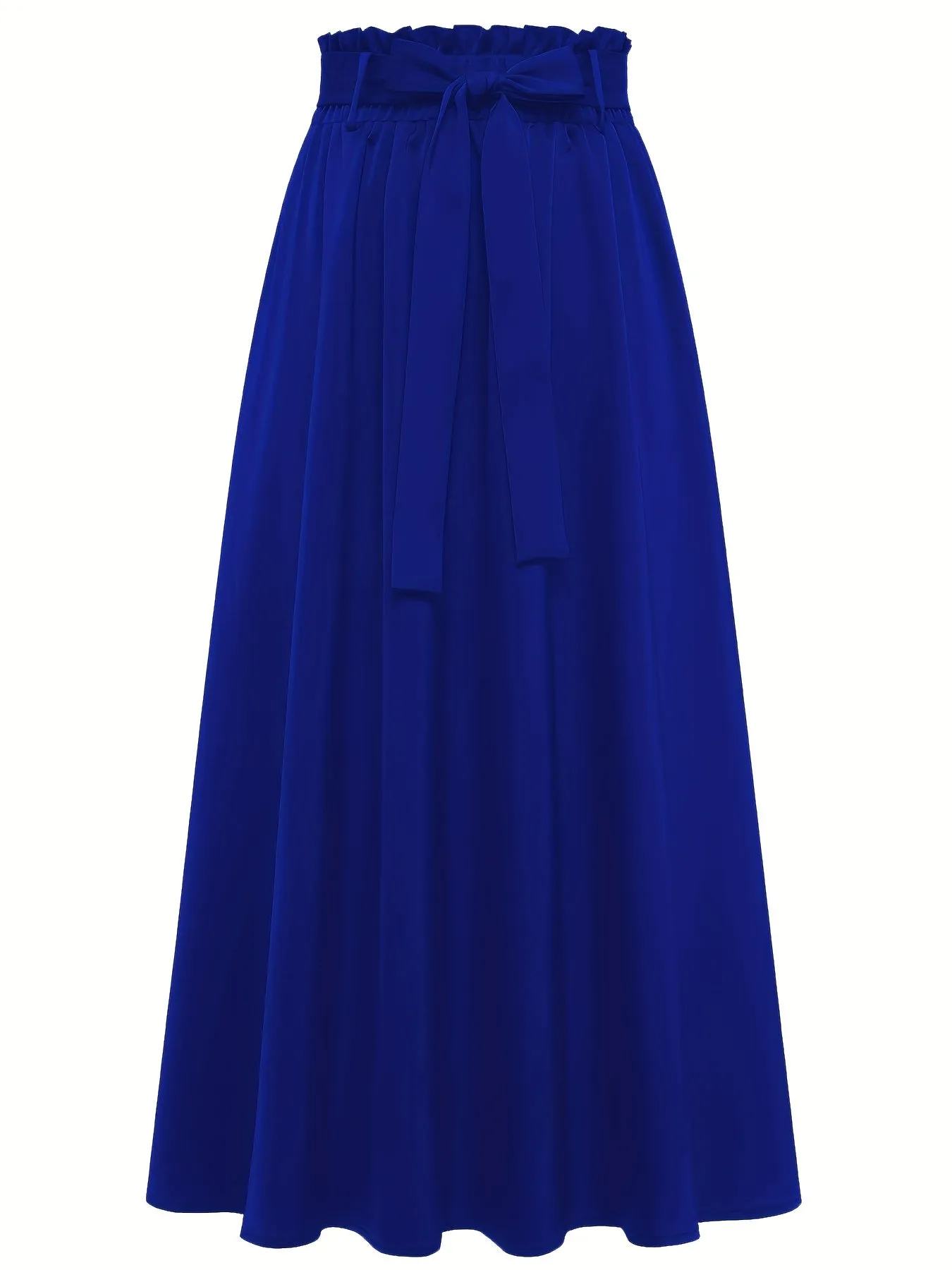 vlovelaw  Solid Belted Maxi Skirts, Elegant Pleated Versatile Skirts, Women's Clothing