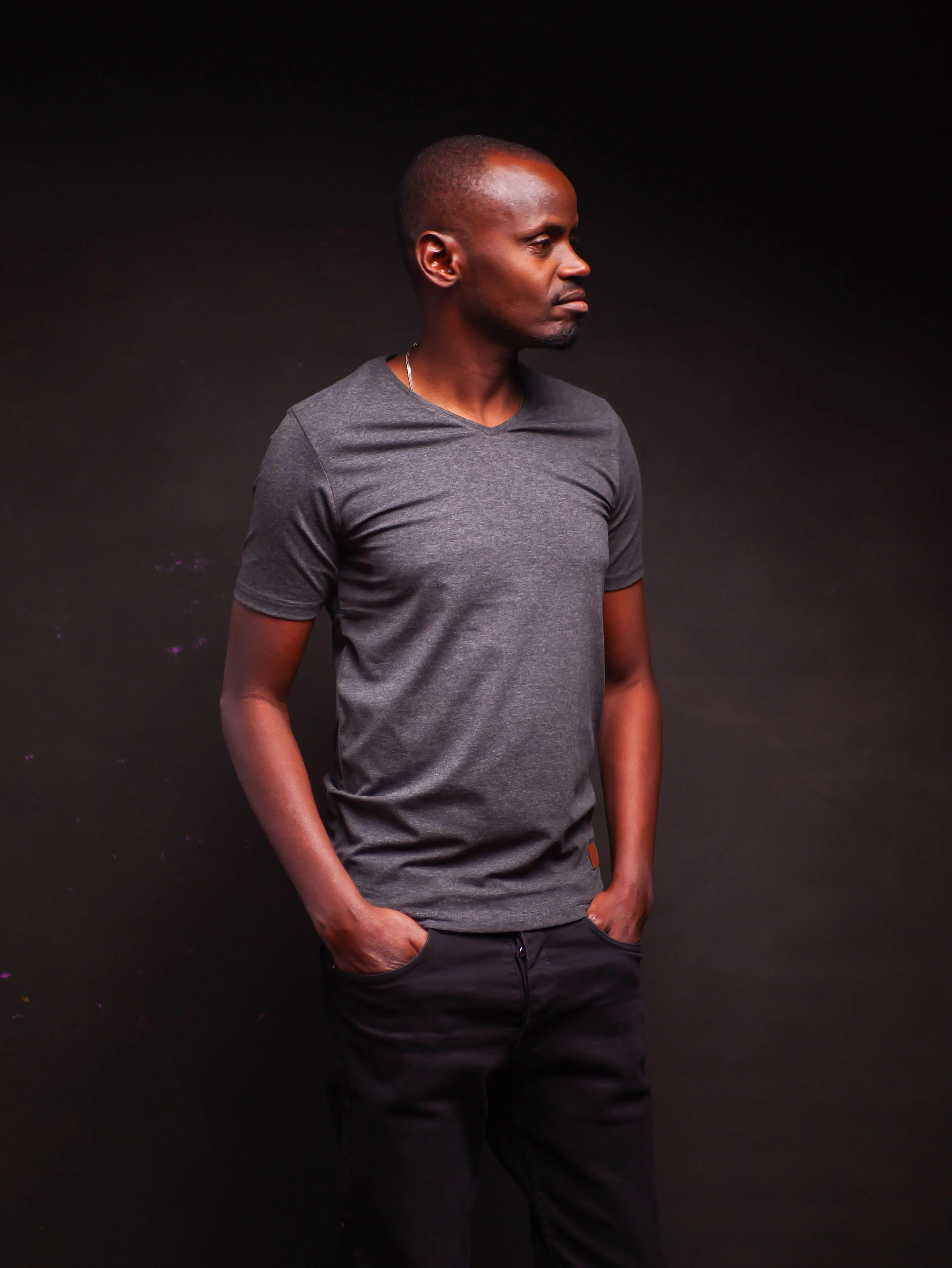 Vneck T-shirt- Dark Grey