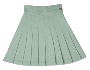 Waisted green pleated skirt by Crew Basics