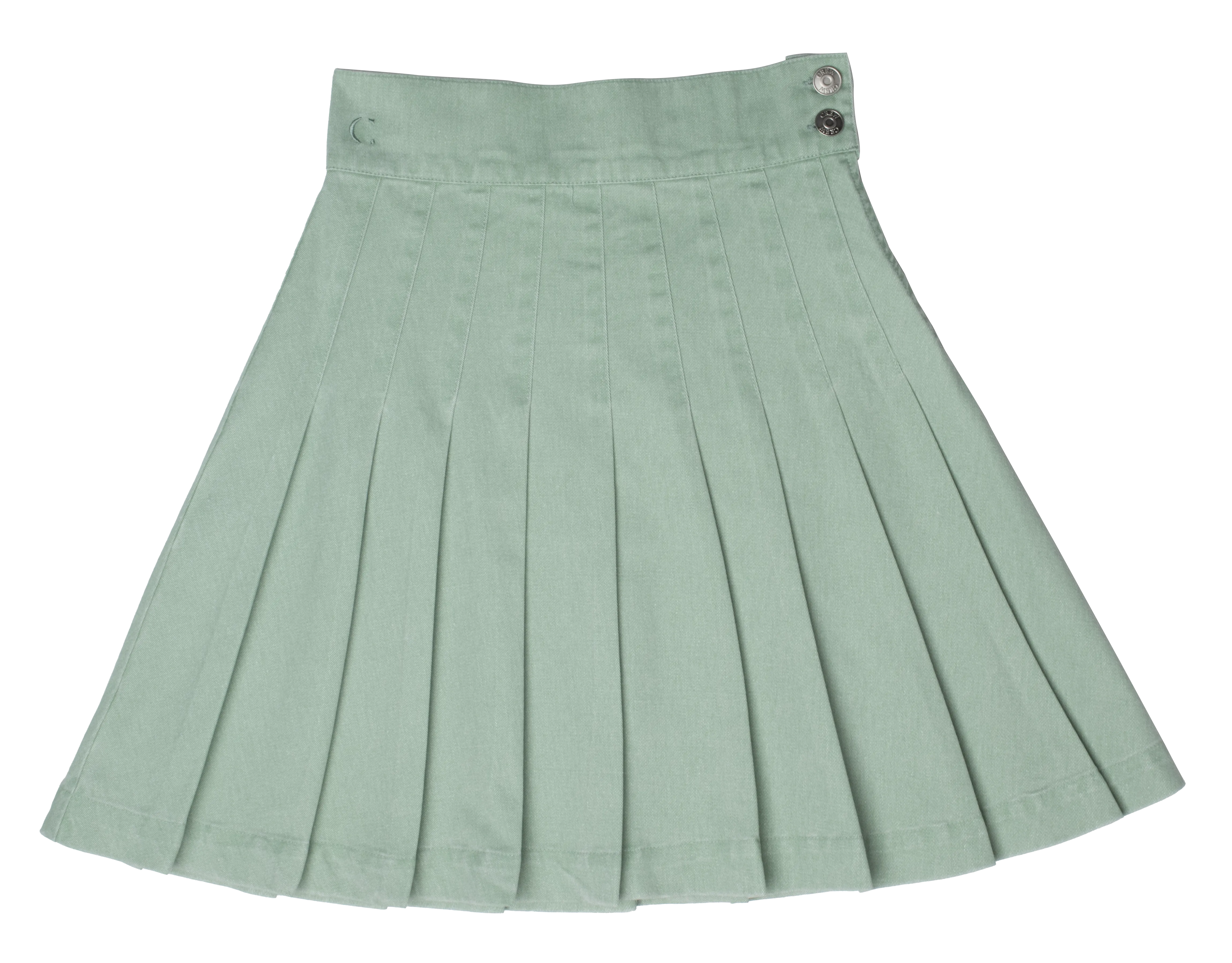 Waisted green pleated skirt by Crew Basics