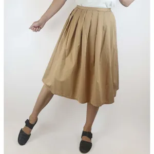Wayne Cooper preloved beige 100% cotton high waisted pleated skirt size 1 (best fits size 8)