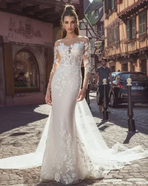 Wedding Dress Amazing Bridal Gown With Long Train Ivory Wedding Gown