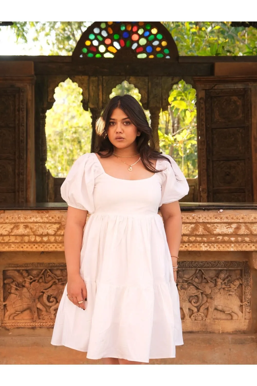 White Flare to Founce Mini Dress