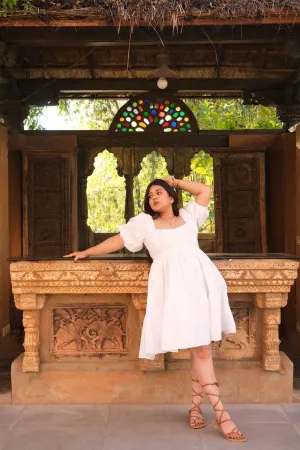 White Flare to Founce Mini Dress