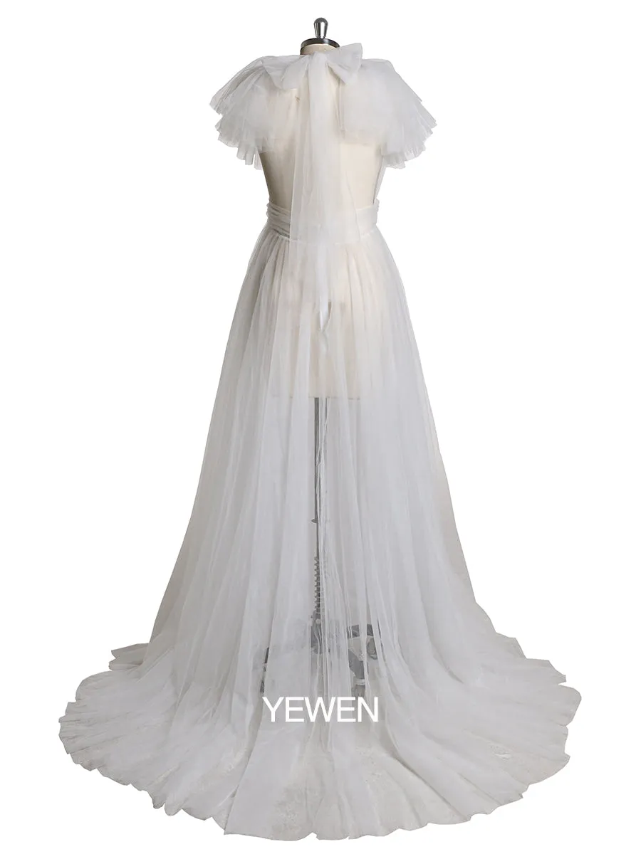 White V Neck backless Maternity Gown For Photoshoot