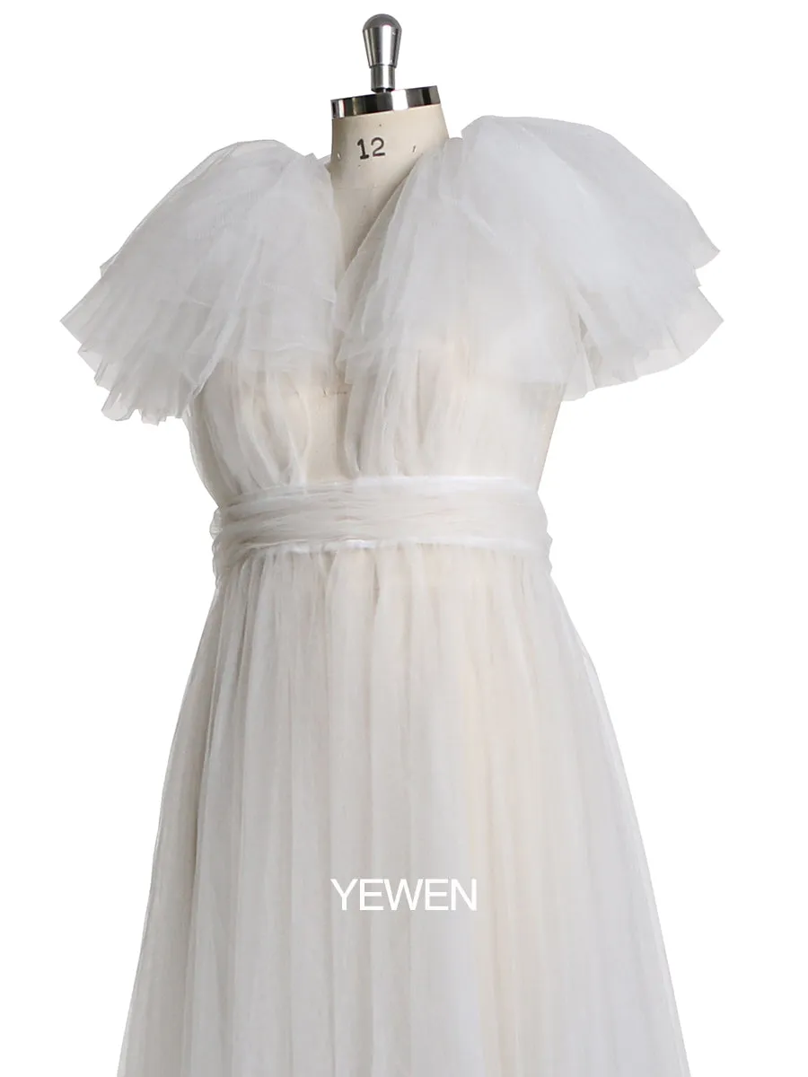 White V Neck backless Maternity Gown For Photoshoot
