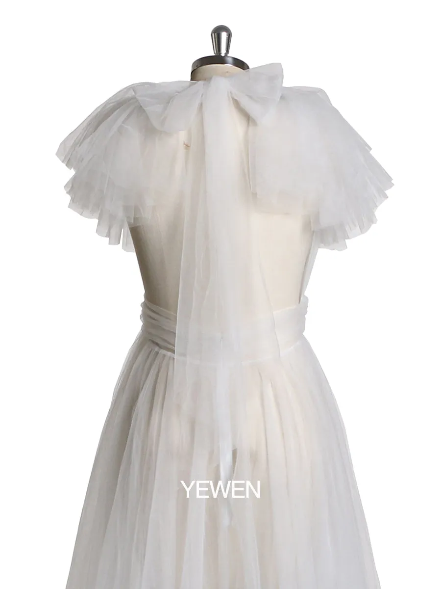 White V Neck backless Maternity Gown For Photoshoot