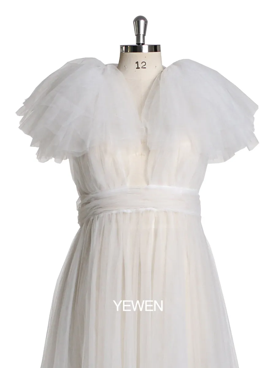 White V Neck backless Maternity Gown For Photoshoot