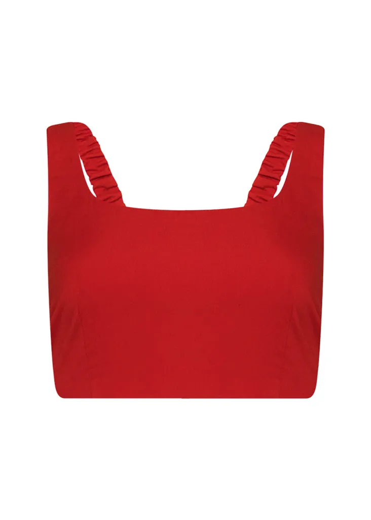 Wide Strap Crop | High Waisted Basque Midi Skirt