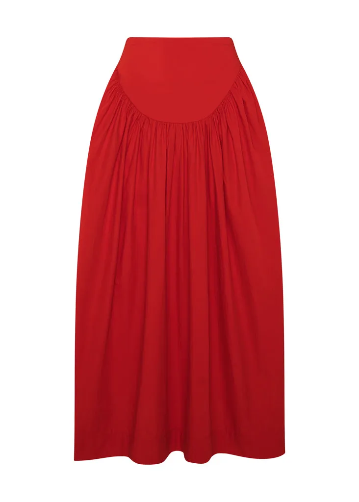 Wide Strap Crop | High Waisted Basque Midi Skirt