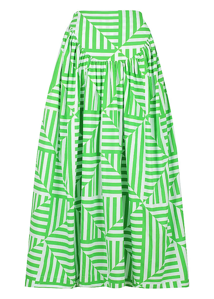 Wide Strap Crop | High Waisted Basque Midi Skirt