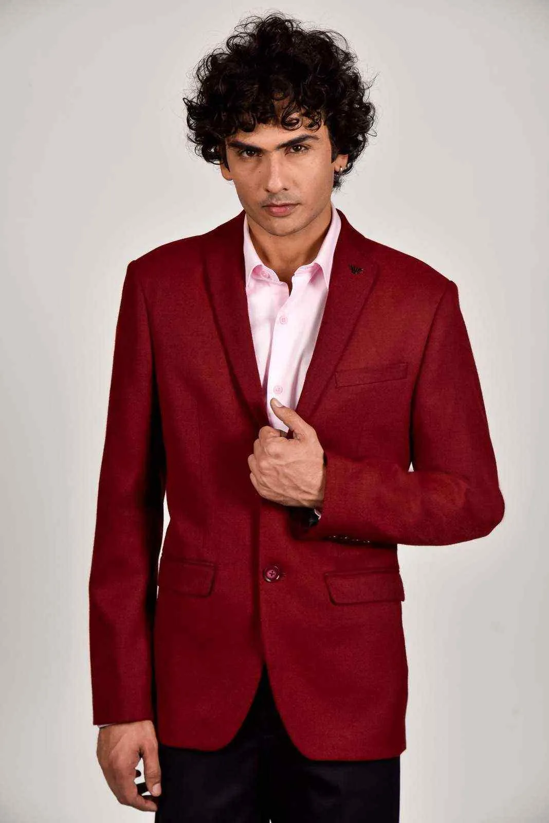 Wine Tweed Woven Blazer