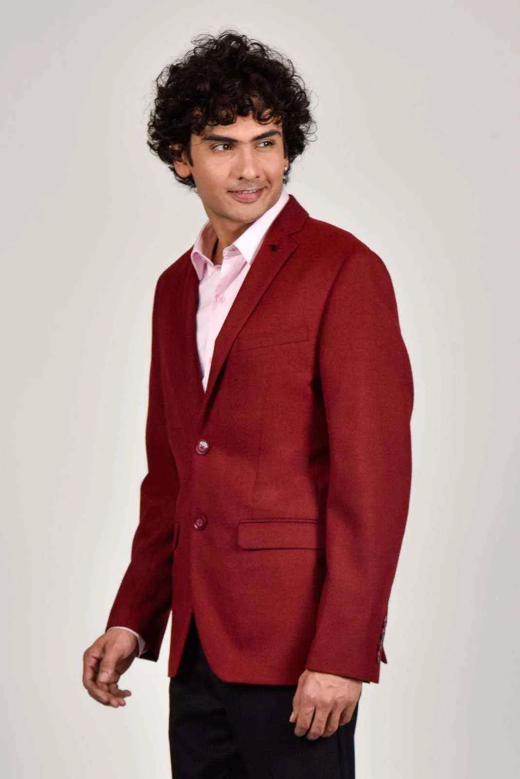 Wine Tweed Woven Blazer