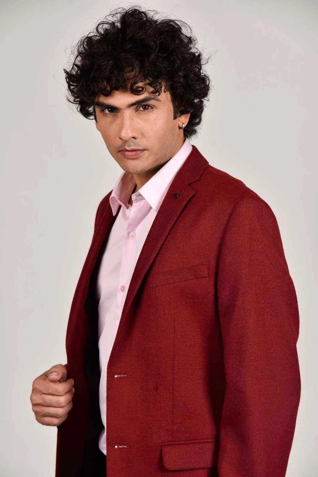 Wine Tweed Woven Blazer
