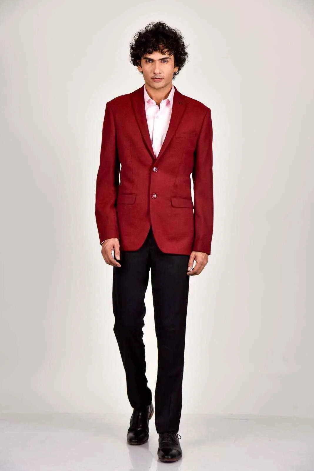 Wine Tweed Woven Blazer