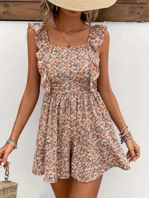 Women Jumpsuit Floral Romper Style Sleeveless Jumpsuits