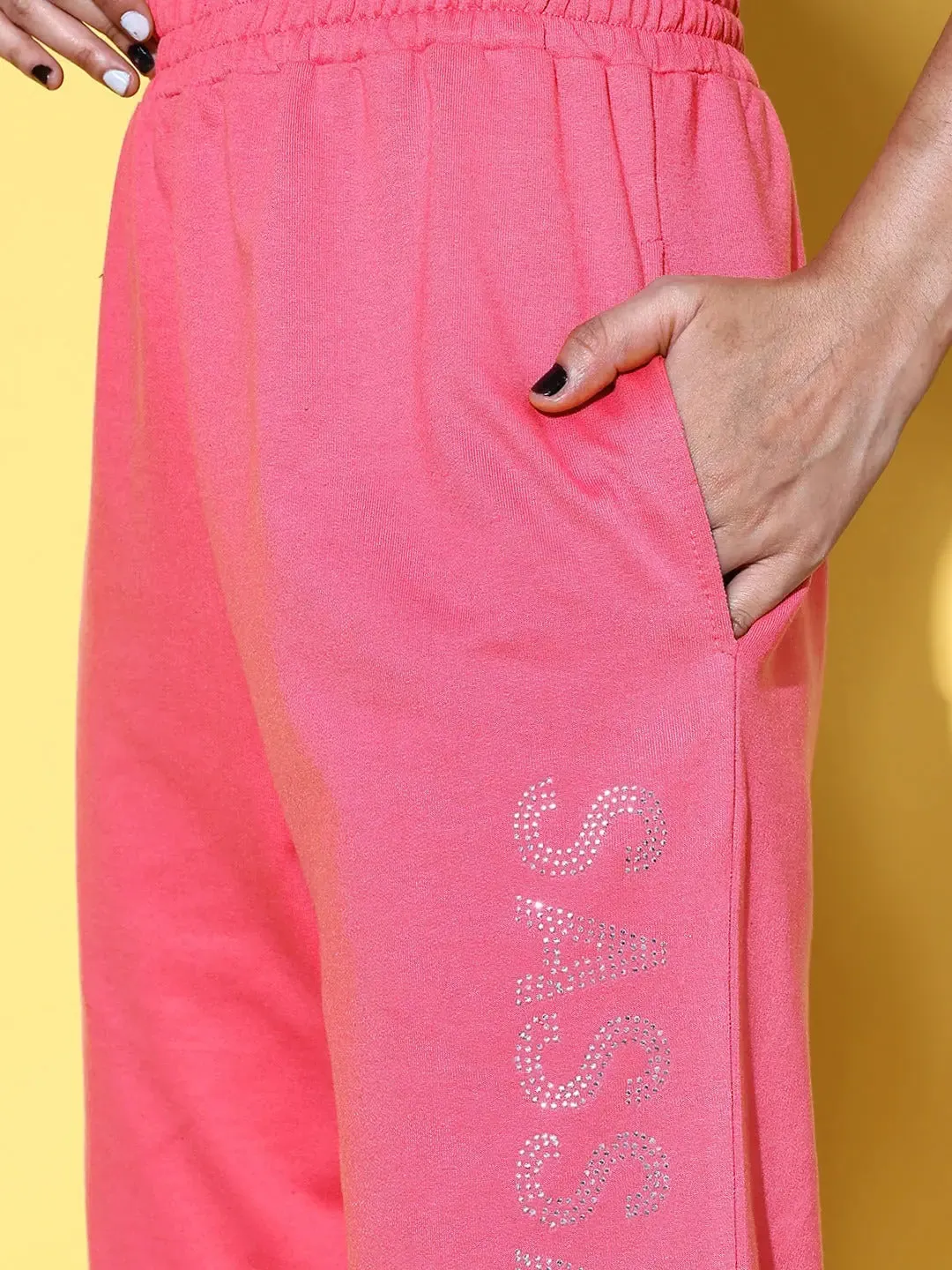 Women Solid Pink Jumpsuits & Sets