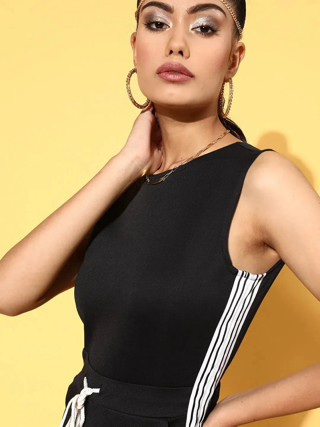 Women Solid Standard Black Jumpsuits & Sets