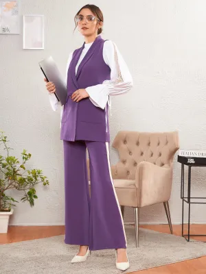 Women Solid Standard Purple Jumpsuits & Sets