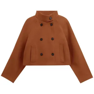 Women's Cropped Pea Coat Casual Double Breasted Jackets