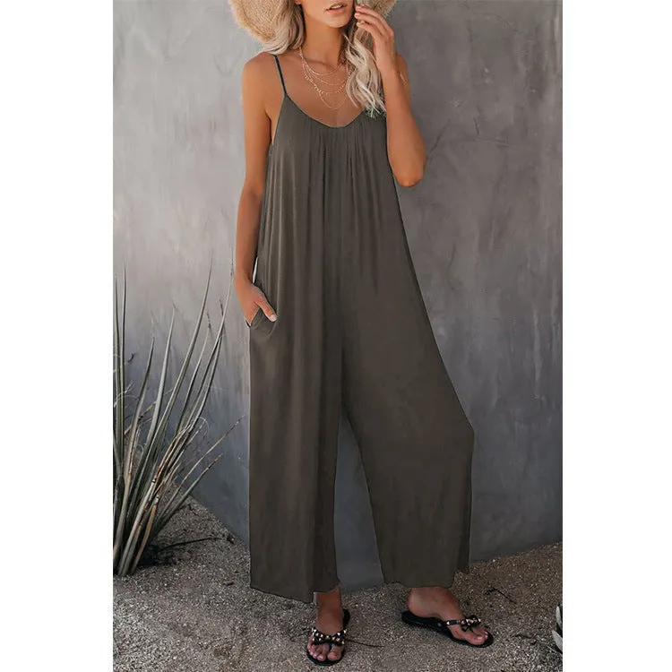 Women's Loose Sleeveless Jumpsuits Romper Jumpsuit