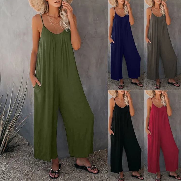 Women's Loose Sleeveless Jumpsuits Romper Jumpsuit