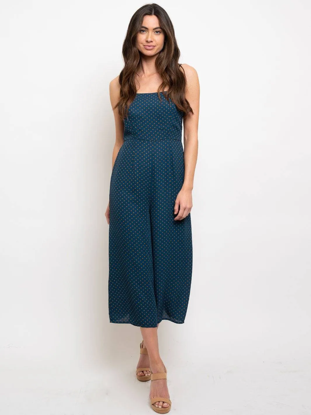 WOMEN'S POLKA DOTS PRINT SLEEVELESS JUMPSUIT