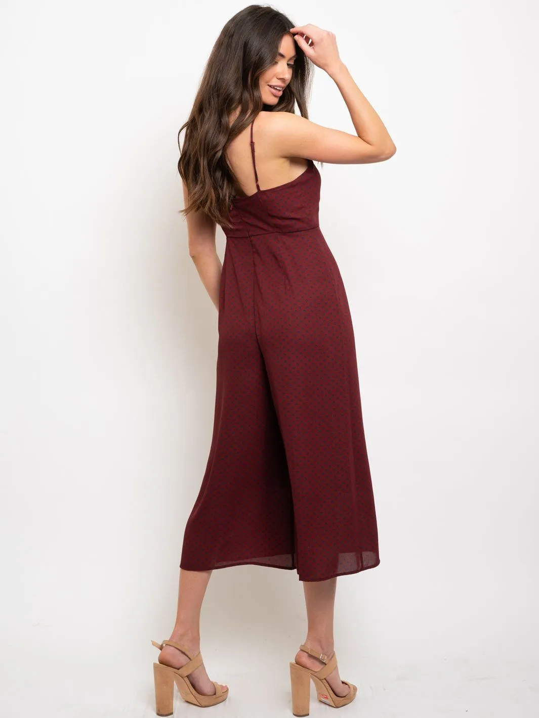WOMEN'S POLKA DOTS PRINT SLEEVELESS JUMPSUIT