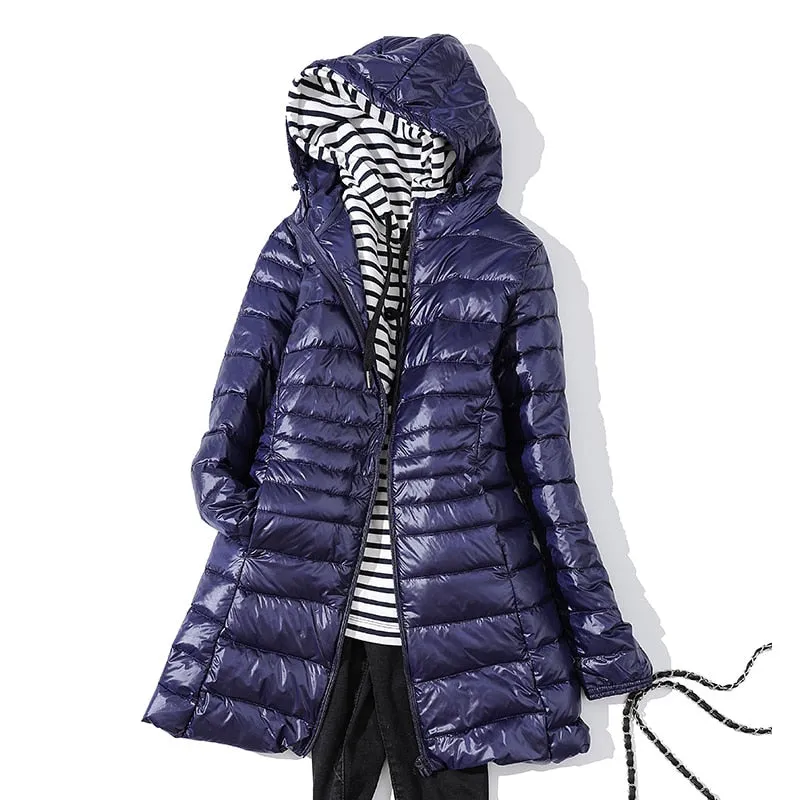 Women's Puffer Jackets Ultralight Duck Down Jacket Solid Pattern