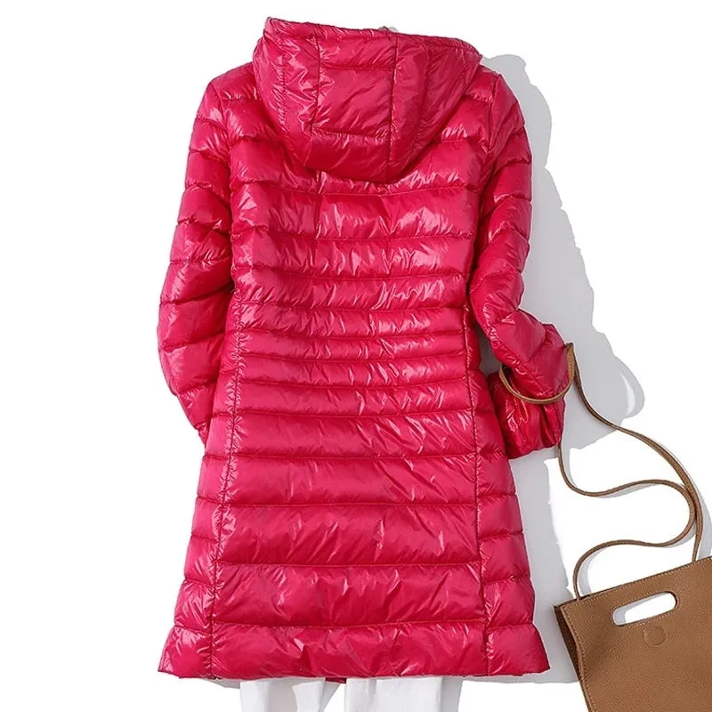 Women's Puffer Jackets Ultralight Duck Down Jacket Solid Pattern