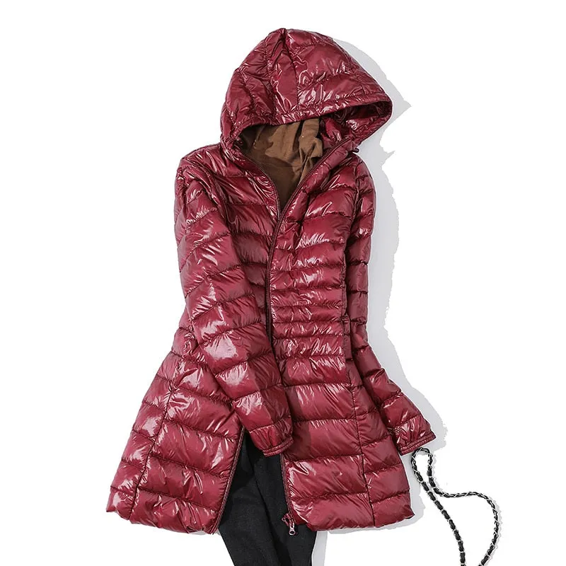 Women's Puffer Jackets Ultralight Duck Down Jacket Solid Pattern