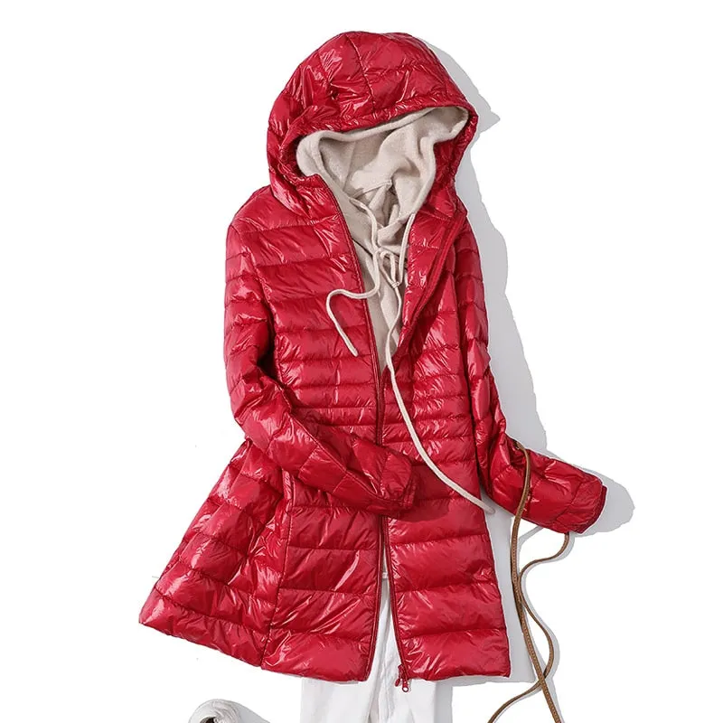 Women's Puffer Jackets Ultralight Duck Down Jacket Solid Pattern