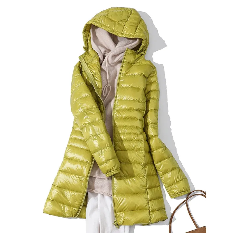 Women's Puffer Jackets Ultralight Duck Down Jacket Solid Pattern