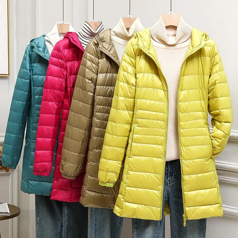 Women's Puffer Jackets Ultralight Duck Down Jacket Solid Pattern
