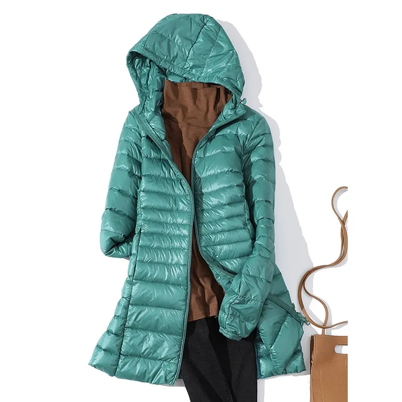 Women's Puffer Jackets Ultralight Duck Down Jacket Solid Pattern