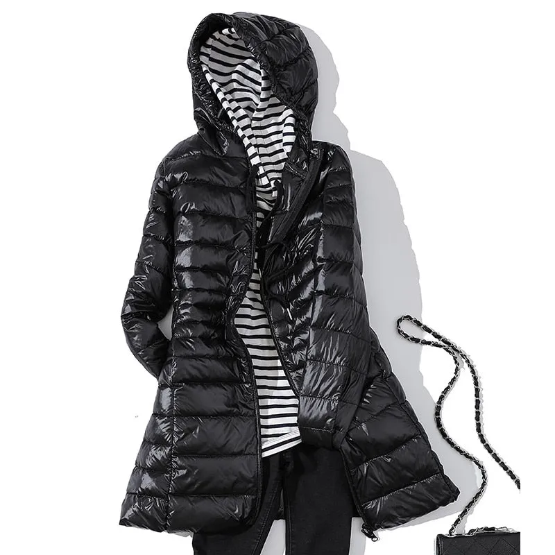 Women's Puffer Jackets Ultralight Duck Down Jacket Solid Pattern
