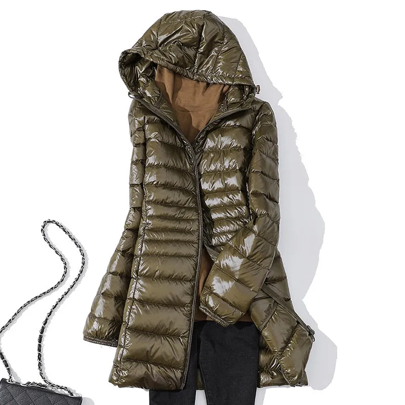 Women's Puffer Jackets Ultralight Duck Down Jacket Solid Pattern