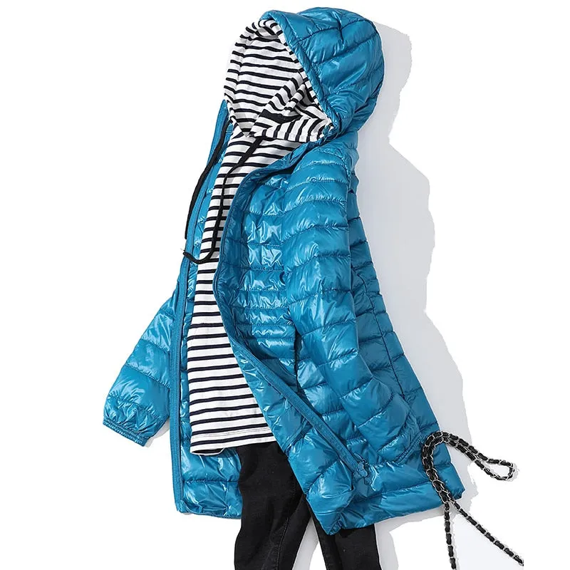 Women's Puffer Jackets Ultralight Duck Down Jacket Solid Pattern