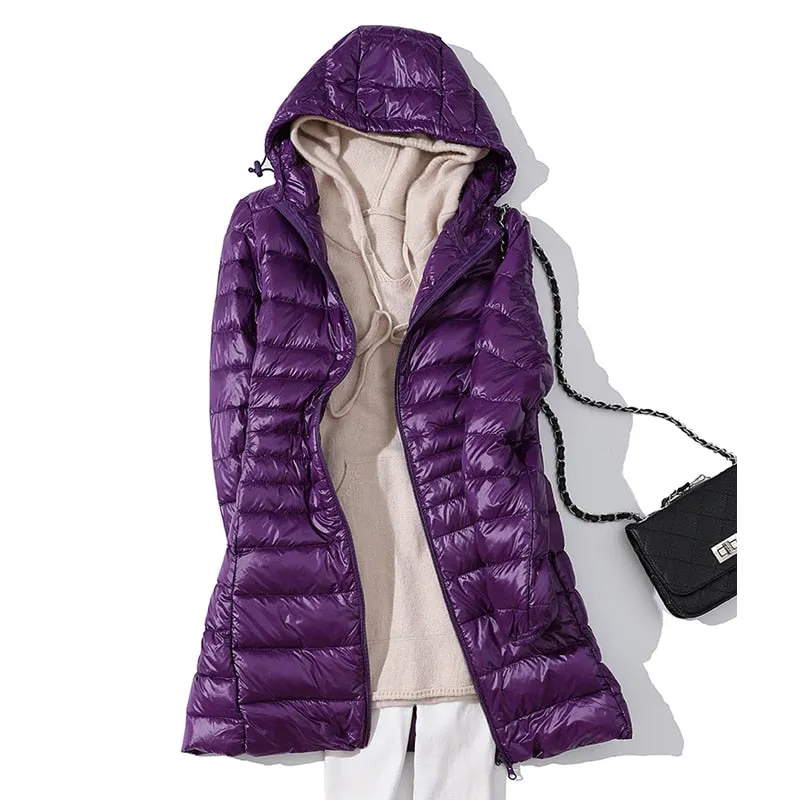 Women's Puffer Jackets Ultralight Duck Down Jacket Solid Pattern