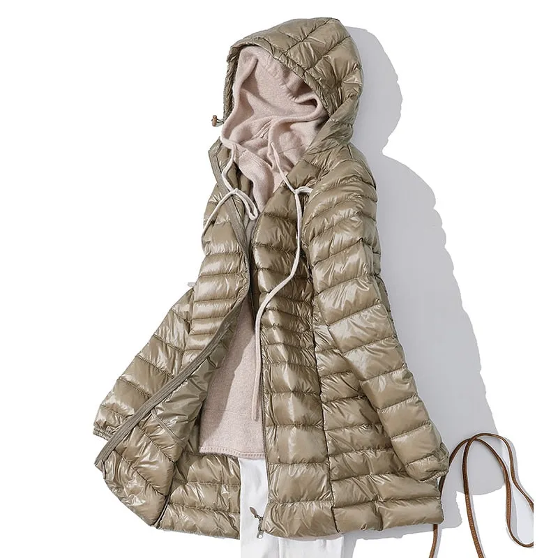 Women's Puffer Jackets Ultralight Duck Down Jacket Solid Pattern