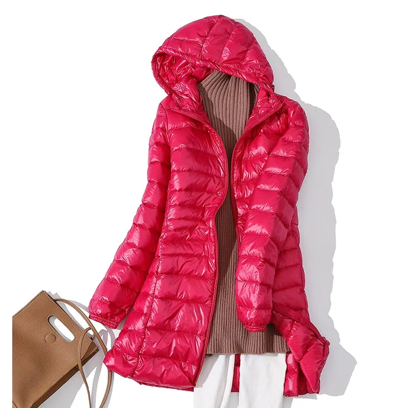 Women's Puffer Jackets Ultralight Duck Down Jacket Solid Pattern