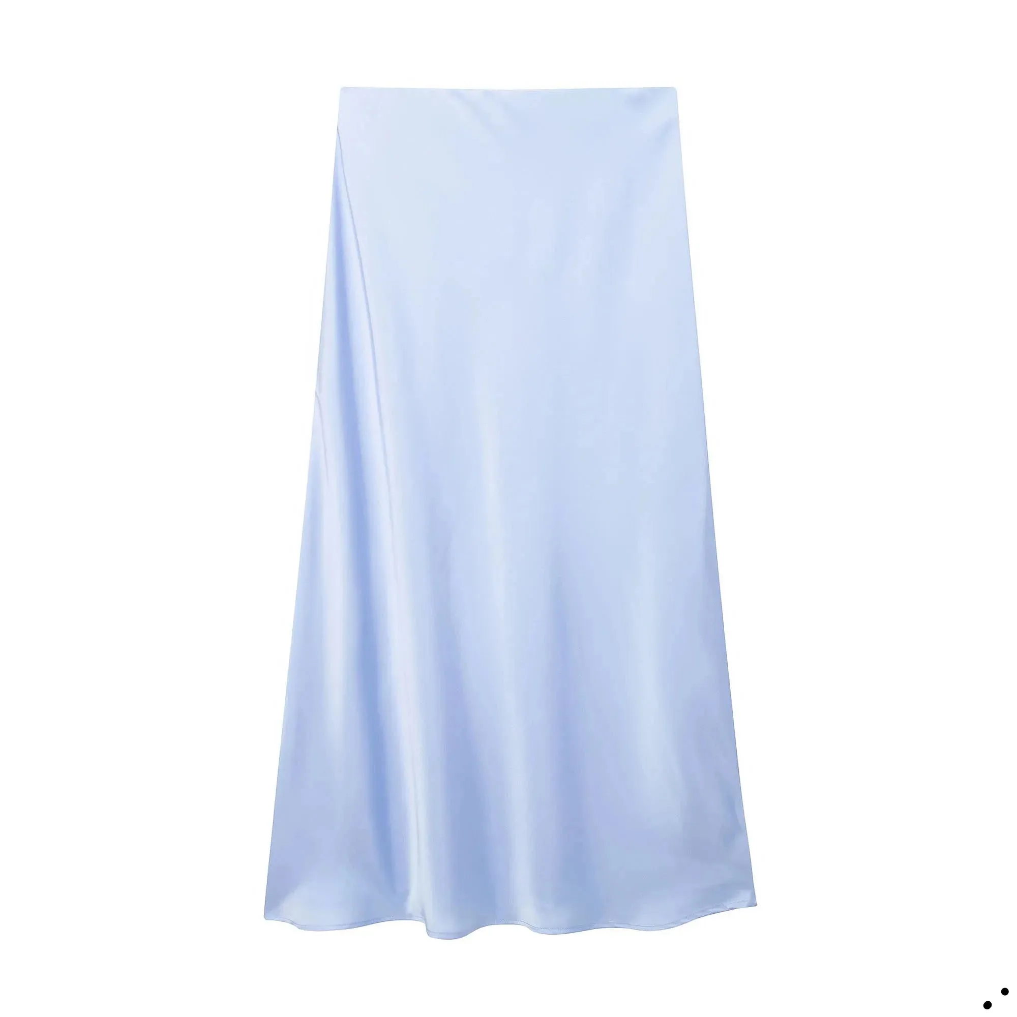Women's Vintage Fashion Satin Solid Pleated Midi Skirt