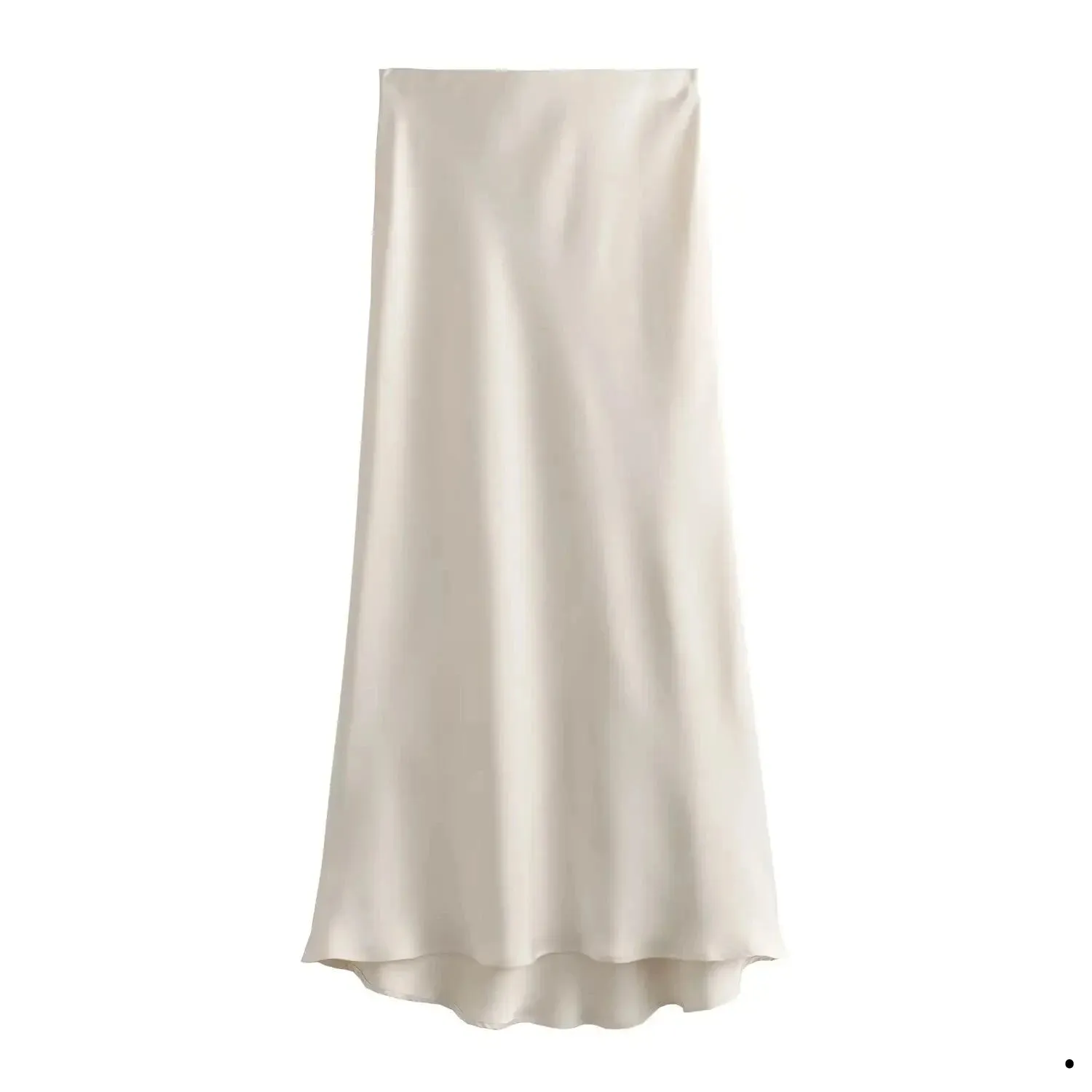 Women's Vintage Fashion Satin Solid Pleated Midi Skirt